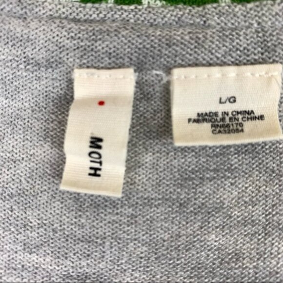 ANTHROPOLOGIE Moth I Grey I Sweater Cardigan I Green Bow - Picture 4 of 13